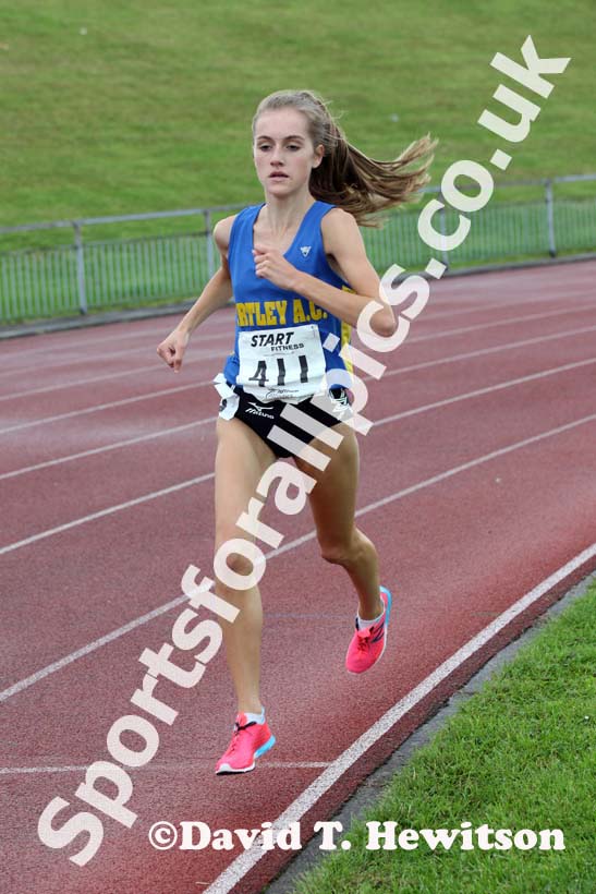 Lydia Turner (Birtley) on her way to winning the under-17s 3000 metres at the Northern Under-17s and 15s Championships, Liverpool.